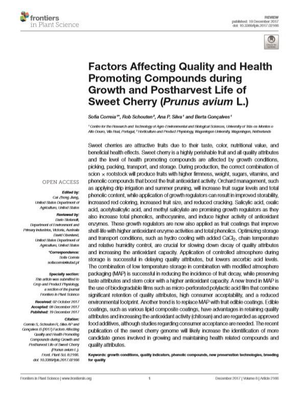 Factors affecting quality in sweet cherry